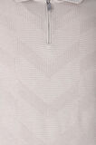 Erkek Polo Yaka Triko Bej Slim Fit Yarım Fermuarlı Balık Sırt Desenli Pamuklu Kazak NCS JEANS 3006