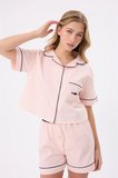 MARISILK™ SEASTRIPE Kadın Yazlık Şortlu Crop Gömlekli Pijama & Lounge Takımı