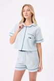 MARISILK™ SEASTRIPE Kadın Yazlık Şortlu Crop Gömlekli Pijama & Lounge Takımı