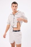MARISILK™ SEASTRIPE Erkek Yazlık Şortlu Gömlekli Pijama & Lounge Takımı