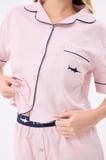 MARISILK™ SEASTRIPE Kadın Yazlık Şortlu Crop Gömlekli Pijama & Lounge Takımı