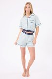 MARISILK™ SEASTRIPE Kadın Yazlık Şortlu Crop Gömlekli Pijama & Lounge Takımı