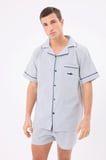 MARISILK™ SEASTRIPE Erkek Yazlık Şortlu Gömlekli Pijama & Lounge Takımı
