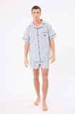 MARISILK™ SEASTRIPE Erkek Yazlık Şortlu Gömlekli Pijama & Lounge Takımı