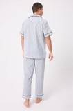 MARISILK™ SEASTRIPE Erkek Dokuma Yazlık Kısa Kollu Pantolonlu Pijama & Lounge Takımı