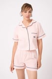 MARISILK™ Kadın Yazlık Şortlu Crop Gömlekli Pijama & Lounge Takımı