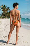 Akdeniz Gün Batımı ve Kılıç Balığı Desenli Premium Bandeau Bikini Set