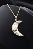 925 Ayar Gümüş Gold Hilal Kolye