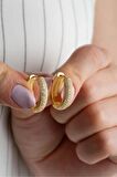 925 Ayar Gold Sıra Taşlı Halka Gümüş Küpe