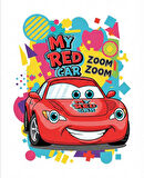 Maki Home Erkek Çocuk  Kırmızı Araba Baskılı Beyaz Tshirt 5 6 7 8 9 10 11 12 13 14 yaş tişört