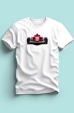 Erkek Çocuk  Formula Kırmızı Yarış Arabası Baskılı Beyaz Tshirt 5 6 7 8 9 10 11 12 13 14 yaş tişört