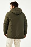 Qawwa Erkek  Astarlı Çıkarılabilir Kapüşonlu Su ve Rüzgar Geçirmez Kışlık Spor Mont & Kaban & Parka RQP-160