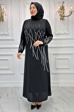 Amine Hüma Berrin Tesettür Abiye Siyah