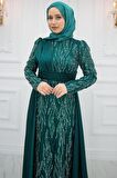 Amine Hüma Bürde Abiye Elbise Zümrüt