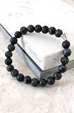 Siyah Beyaz Cizgili Obsidyen Taşı Bileklik