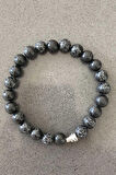 Siyah Beyaz Cizgili Obsidyen Taşı Bileklik