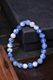 Mavi ve Beyaz Tonda Akik Taşı Bileklik