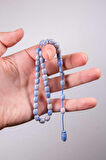 Bilek Boy Mavi Güzel Çekimli Sıkma Kehribar Tesbih