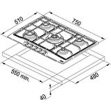 Franke 1060490104 Ocak Glass Lınear Square Fhns 905 4G Tc Bk C Siyah Cam Ocak