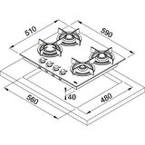 Franke 1060374280 Ocak Crystal Fhcr 604 4G He Bk C Ocak