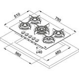 Franke 1060374283 Ocak Crystal Fhcr 755 4G Tc He Bk C Ocak
