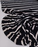 Siyah Krem Çizgili Triko Örme Kumaş İnce Tiril Tiril Dökümlü Elbiselik & Bluzluk En: 150cm