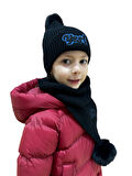 Benittokids Çocuk Yazı Detaylı Bere Atkı Takımı 7019