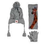 Kitti 1-4 Yaş Erkek Bebek & Çocuk Atkı Bere Eldiven 3'lü Takım