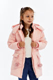 Kapüşonlu Kışlık Ponpon Detaylı Kız Çocuk Kaban 51354