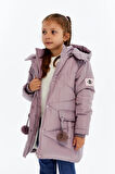 Kapüşonlu Kışlık Ponpon Detaylı Kız Çocuk Kaban 51354