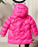 Kız Bebek Kapüşonlu Fermuarlı Şişme Mont 51351