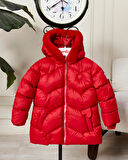 Kız Bebek Kapüşonlu Fermuarlı Şişme Mont 51351