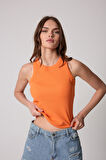 Turuncu Halter Yaka Fitilli Görünümlü Kadın Atlet - 2502