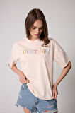 Kadın T-Shirt Puda Pembe Culture Nakışlı Oversize Basic - 2508