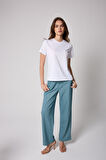 Kadın T-Shirt Beyaz Parçalı Dikiş Detaylı Regular Fit Basic - 2509