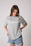 Kadın Grimelanj Oversize T-Shirt California Baskılı - 2517