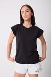 Kadın Siyah Likralı Duble Kol Basic T-shirt - 2525