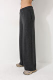 Antrasit Yüksek Bel Selanik Kumaş Yumuşak Kadın Bol Paça Pantolon - 2439