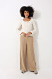 Kamel Yüksek Bel Selanik Kumaş Yumuşak Kadın Bol Paça Pantolon - 2439