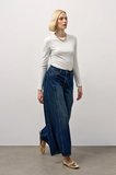 Koyu Mavi Yüksek Bel Wide Leg Jean