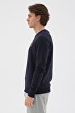 Bisiklet Yaka Baskılı Sweatshirt Lacivert / Navy