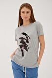 Pulpayetli T-Shirt Gri Melanj / Grey Melange