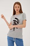 Pulpayetli T-Shirt Gri Melanj / Grey Melange