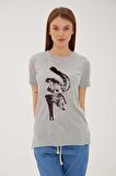 Pulpayetli T-Shirt Gri Melanj / Grey Melange