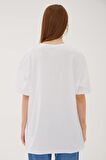 Oversize Baskılı T-Shirt Beyaz / White