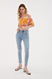 Yırtık Detaylı Denim Pantolon A.Mavi / Light Blue