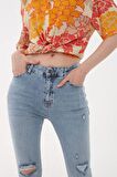 Yırtık Detaylı Denim Pantolon A.Mavi / Light Blue