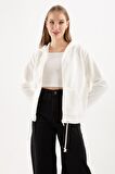 Fermuarlı Polar Sweat Ekru