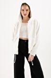 Fermuarlı Polar Sweat Ekru