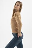 Pencere Detaylı Kazak Camel